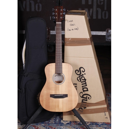 739 - 2013 Sigma Guitars TM-12 acoustic travel guitar, with original gig bag (bag ripped) and original shi... 