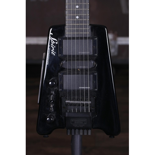 743 - 2019 Spirit by Steinberger left-handed electric guitar; Body: black finish; Neck: good; Fretboard: g... 