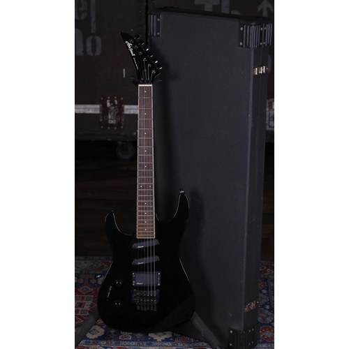 753 - Aria Pro II XR Series left-handed electric guitar, circa 1990; Body: black finish, a few scratches a... 