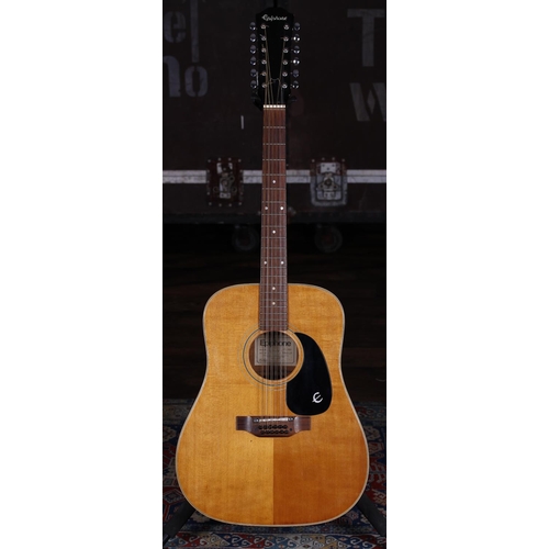 768 - Epiphone FT-160N Texan twelve string acoustic guitar, made in Japan; Back and sides: mahogany, light... 