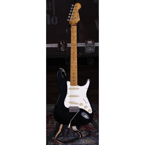 770 - 1989 Squier by Fender electric guitar, made in Korea; Body: black finish, scratches and scuffs throu... 