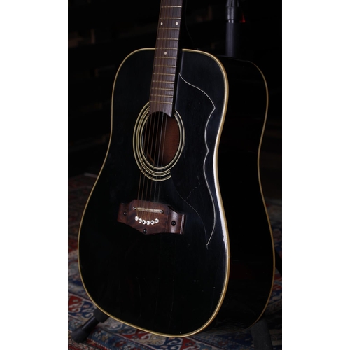 772 - 1970s Eko E20 acoustic guitar, made in Italy; Body: black finish, lacquer cracking to top, scratches... 