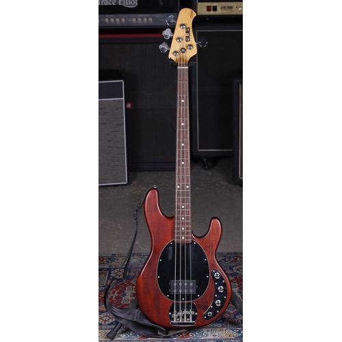 781 - Sterling by Music Man Sub Series Ray 4 bass guitar; Body: brown finish, a few minor dings; Neck: map... 