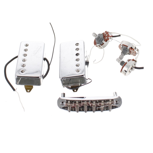 1460 - Pair of Fernandes guitar humbucker pickups with potentiometers and bridge