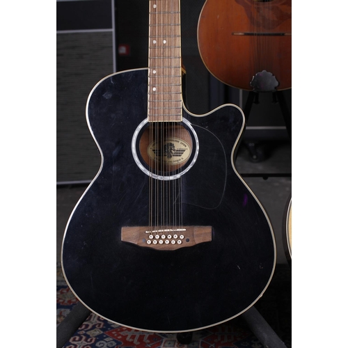 780 - Aria Elecord FEB-SPIN electro-acoustic bass guitar; together with a Lyon by Washburn twelve string e... 