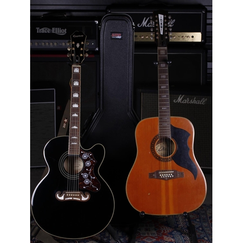 791 - 2012 Epiphone EJ-200 electro-acoustic guitar; Body: black finish, surface scratches and other marks ... 