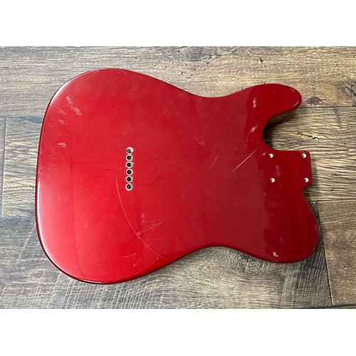 1454 - Fender Telecaster guitar body with candy cola finish, with control plate, jack plate and five ferrul... 