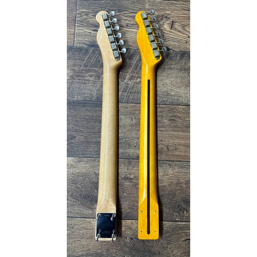 1467 - Two unbranded Telecaster guitar necks, one with rosewood board, fitted with Kluson style tuners and ... 