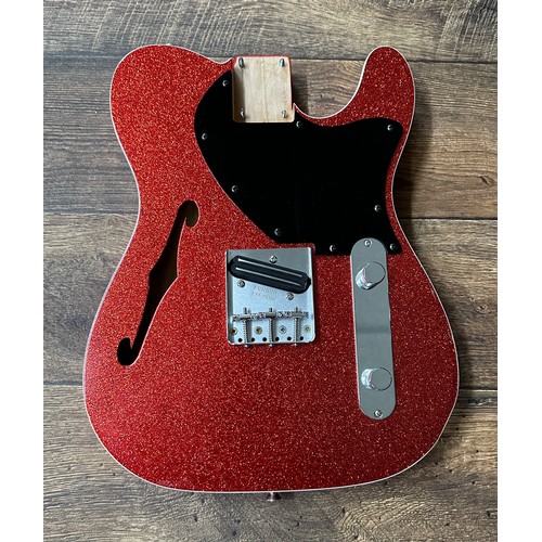 1468 - Thinline Telecaster fully loaded alder guitar body, red sparkle finish with binding on both edges, f... 