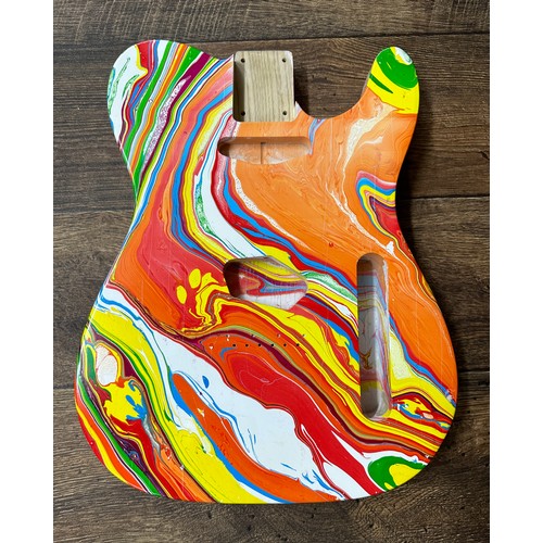 1471 - Psychedelic 'Bowling Ball' type swamp ash Telecaster guitar body for projects (finish imperfections ... 