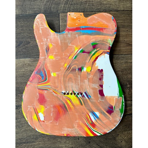 1471 - Psychedelic 'Bowling Ball' type swamp ash Telecaster guitar body for projects (finish imperfections ... 