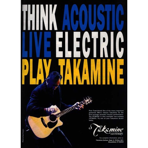 388 - Pete Townshend (The Who) - owned and used 1989 Takamine FP-360SC electro-acoustic guitar, made in Ja... 