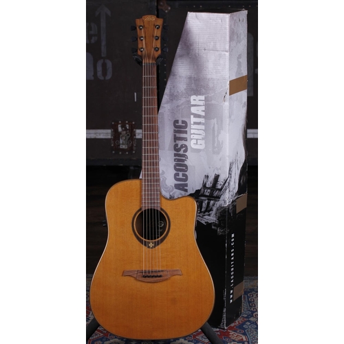 798 - Lag Tramontane T300DCE stage electro-acoustic guitar; Back and sides: rosewood, a few minor surface ... 