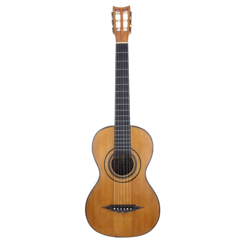 3503 - 1876 G.L. Panormo small bodied acoustic guitar, made in England, no. 2351, bearing original maker's ... 