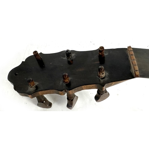 3506 - Interesting European antique small bodied guitar; Back and sides: rosewood, repaired cracks includin... 