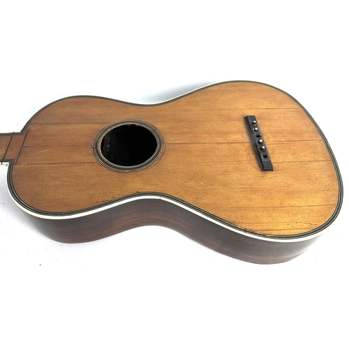 3506 - Interesting European antique small bodied guitar; Back and sides: rosewood, repaired cracks includin... 