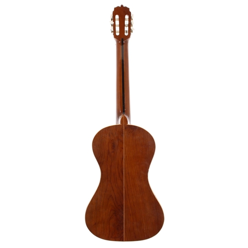 3513 - 1990s Boaz Elykman acoustic nylon string travel guitar; Body: slimline waisted body in natural finis... 