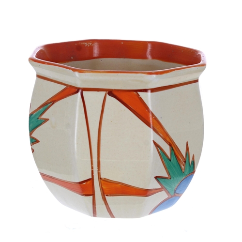 518 - Clarice Cliff Fantasque Bizarre 'Fruitburst' octagonal fern pot, 3.5