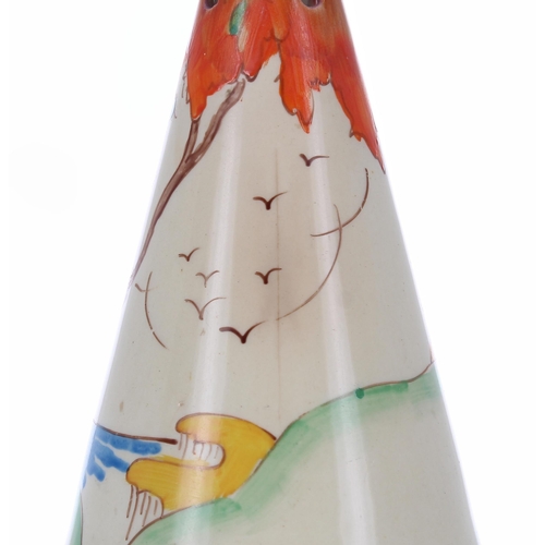 537 - Clarice Cliff 'Orange Taormina' conical sugar sifter, 5.5