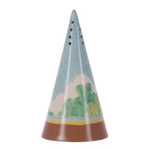 530 - Clarice Cliff 'Hollyhocks' conical sugar sifter, 5.5