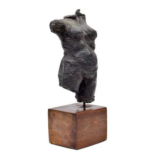 580 - 20th century - decorative heavy lead female nude torso sculpture, mounted upon a wooden cube base, 1... 