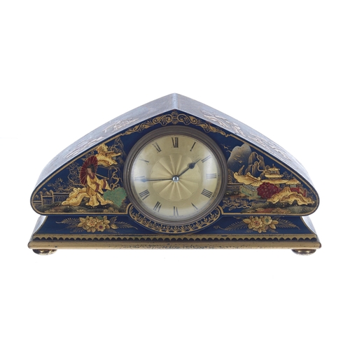 774 - Decorative chinoiserie cased mantel clock, the gilt dial with Roman numerals and French movement wit... 