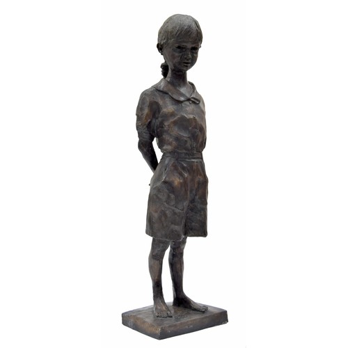 578 - Vanessa Marston cold cast resin bronzed figure of a girl, signed and inscribed '92, 21