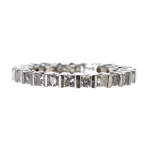 143 - Good modern 18ct white gold diamond full eternity ring, round brilliant and princess-cuts, width 2.5... 