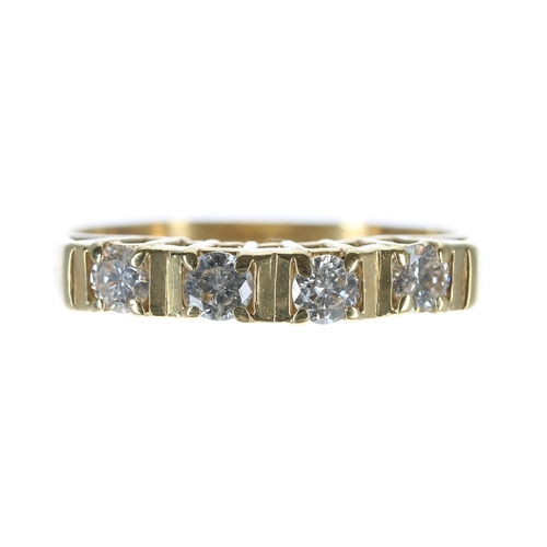 150 - 18ct yellow gold four stone diamond ring, round brilliant-cut, 0.40ct approx in total, width 3.5mm, ... 