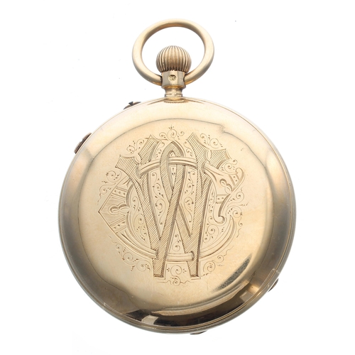 101 - Victorian 18ct Centre Seconds Chronograph lever pocket watch, London 1887, the gilt three quarter pl... 