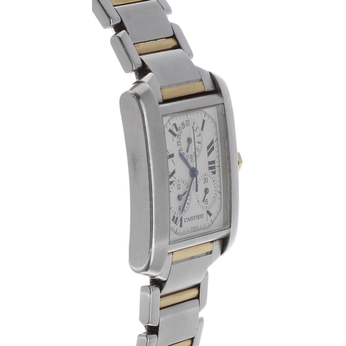 46 - Cartier Tank Francaise Chronoflex stainless steel and gold gentleman's wristwatch, reference no. 230... 