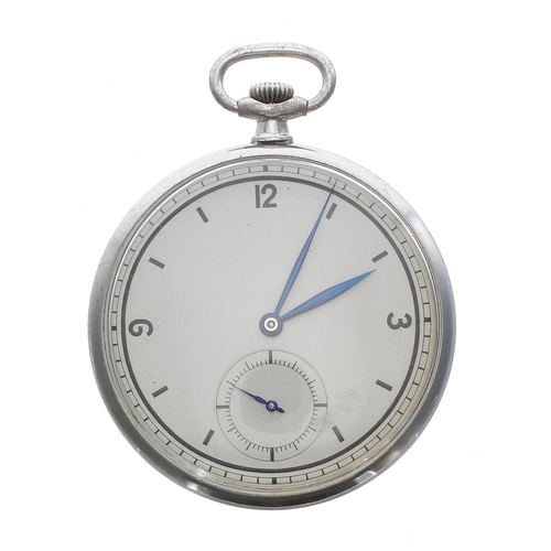 108 - Chrome cased lever dress pocket watch, unsigned movement with compensated balance and regulator, sil... 