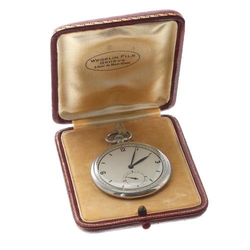 108 - Chrome cased lever dress pocket watch, unsigned movement with compensated balance and regulator, sil... 