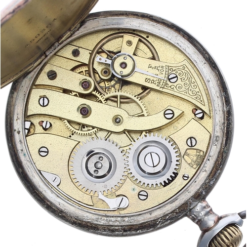 110 - Continental silver (0.800) cylinder pocket watch, gilt movement signed Vogt with gilt three arm bala... 