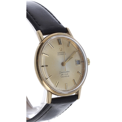 11 - Omega Seamaster De Ville Geneve gold automatic gentleman's wristwatch, silvered dial with applied ba... 