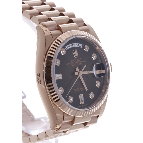 37 - Rolex Oyster Perpetual 18ct 'Everose' Day-Date gentleman's wristwatch, reference no. 128235, serial ... 