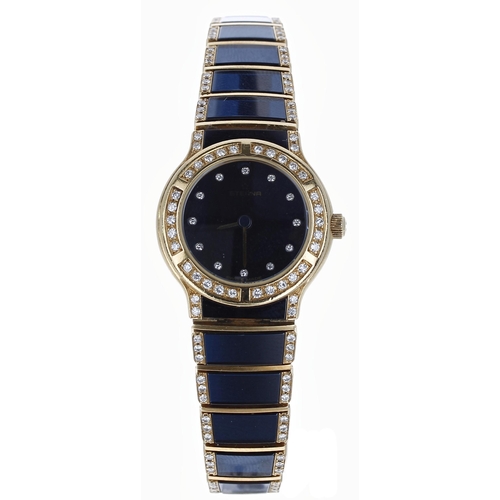 73 - Eterna Galaxis 18ct and ceramic lady's wristwatch, reference no. 121.7540.68S, case no. 02x, navy bl... 