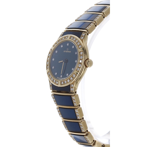 73 - Eterna Galaxis 18ct and ceramic lady's wristwatch, reference no. 121.7540.68S, case no. 02x, navy bl... 