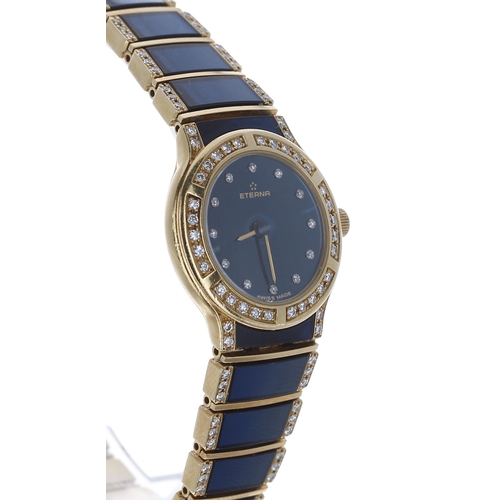 73 - Eterna Galaxis 18ct and ceramic lady's wristwatch, reference no. 121.7540.68S, case no. 02x, navy bl... 