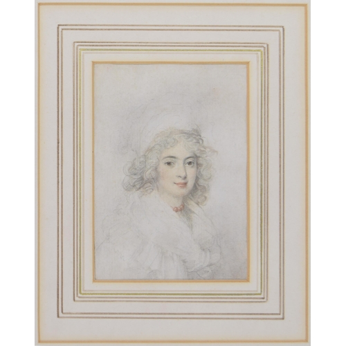 891 - Richard Cosway RA., (1740-1821) - Portrait of a young lady, head and shoulders three quarter length,... 