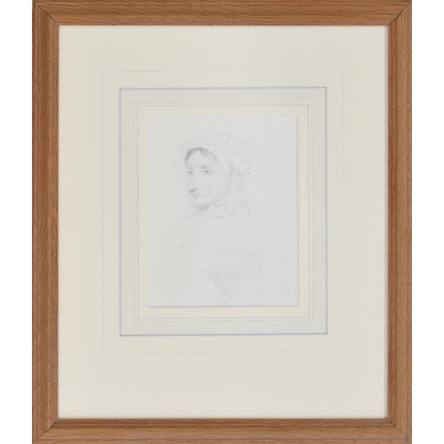 894 - James Roberts (1725-1799) - Portrait of an elderly lady in a Bonnet, pencil drawing a preparatory sk... 