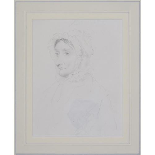 894 - James Roberts (1725-1799) - Portrait of an elderly lady in a Bonnet, pencil drawing a preparatory sk... 