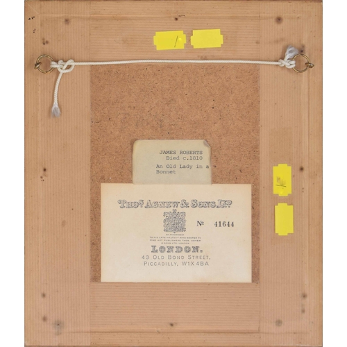 894 - James Roberts (1725-1799) - Portrait of an elderly lady in a Bonnet, pencil drawing a preparatory sk... 