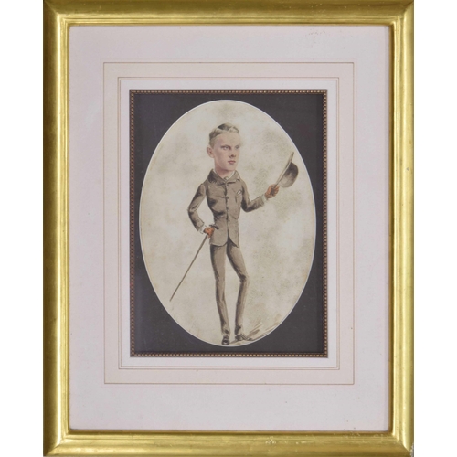 897 - Phil May RI., RP., NEAC., (1864-1903) - Caricature of a gentleman standing wearing a grey suit and h... 