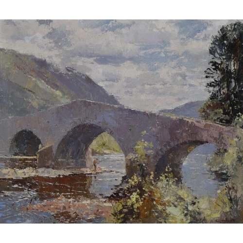 953 - Jack Merriott RI., ROI., RSMA., RWS., (1901-1968) - Summer river landscape with an angler fishing be... 