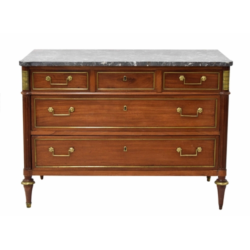 1004 - French marble top chest of three graduated drawers, 46