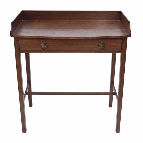 1005 - 19th century mahogany washstand, the plain top over a single drawer raised on square supports united... 