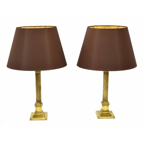 780 - Pair of good quality heavy brass Corinthian column table lamps, 20.5