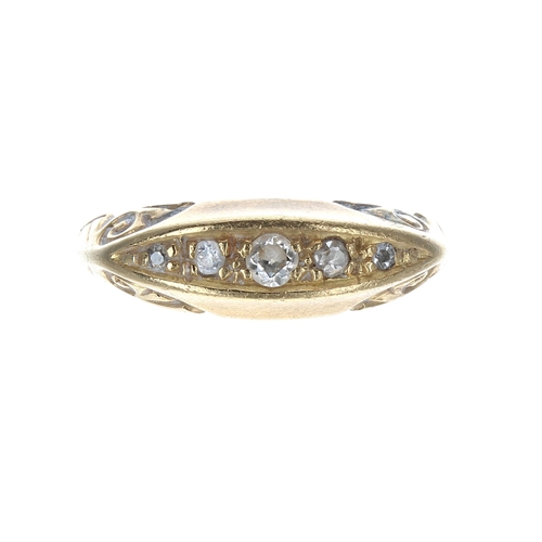 285 - 18ct five stone round old-cut diamond ring, width 6mm, 3.3gm, ring size K