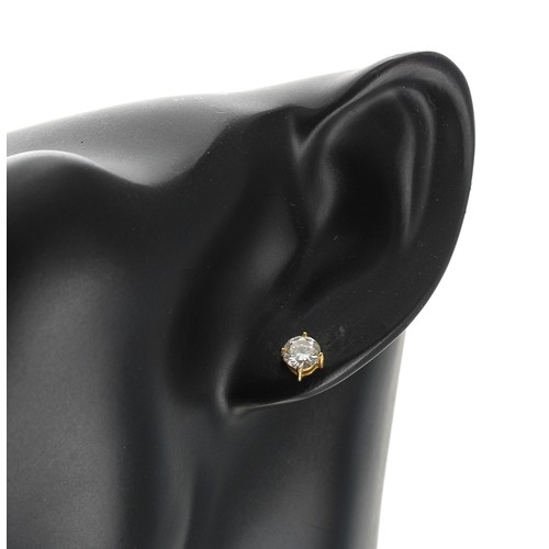 286 - Pair of 18ct yellow gold diamond stud earrings, round brilliant-cuts, each 0.50ct approx, clarity VS... 